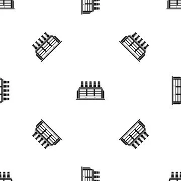 Manufacturing factory building pattern seamless black Illustrazione stock