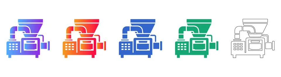 Manufacturing Factory Processing Machine Icons Stock Illustration