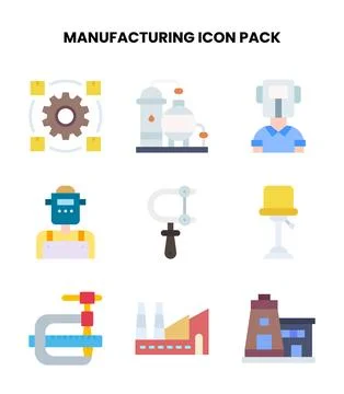 Manufacturing Flat Design Icons Pack Stock Illustration