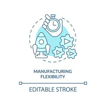 Manufacturing flexibility turquoise concept icon Stock Illustration