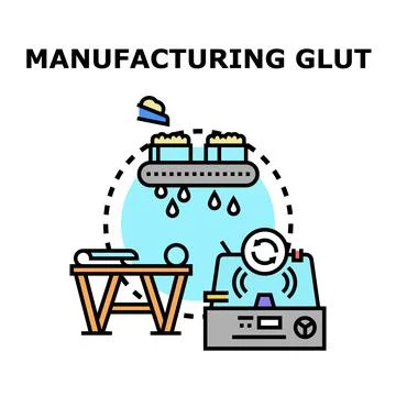 Manufacturing glut causing overproduction and surplus problems Stock Illustration