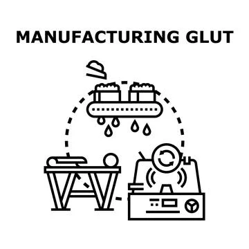 Manufacturing glut causing overproduction and surplus problems Stock Illustration