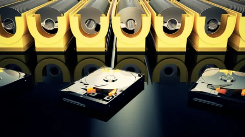 Manufacturing Of Hard Drives  HDD Data Memory Stock Footage 44306086