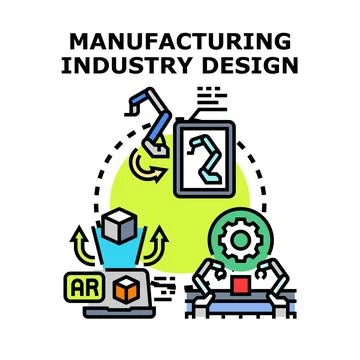 Manufacturing industry design concept with digital technology Stock Illustration