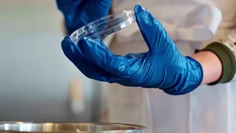 Manufacturing industry sample lab test quality control sterile secure Video stock 315266759