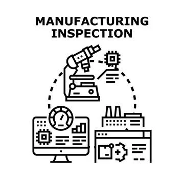 Manufacturing inspection process ensuring product quality control Stock Illustration