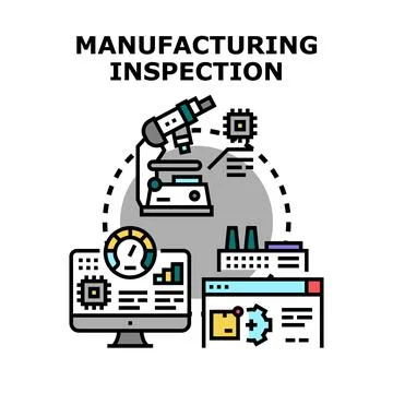 Manufacturing inspection process ensuring product quality control Stock Illustration