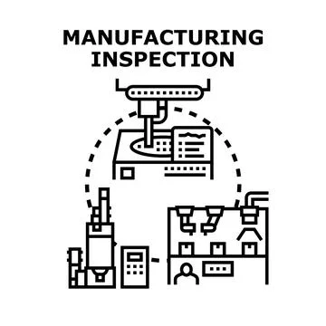 Manufacturing inspection process vector black concept Stock Illustration