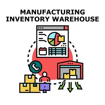 Manufacturing inventory warehouse logistic commerce management system Stock Illustration