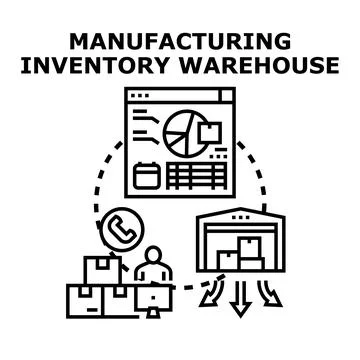 Manufacturing inventory warehouse logistic commerce management system Stock Illustration