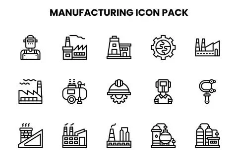 Manufacturing Line Icons Pack Stock Illustration