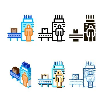 Manufacturing machine operator icon vector outline styles Stock Illustration