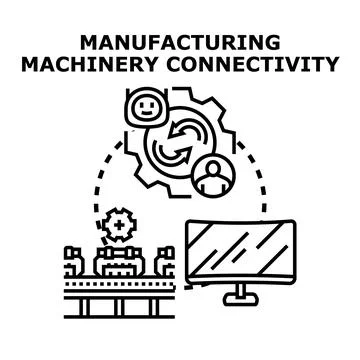 Manufacturing machinery connectivity vector concept Stock Illustration