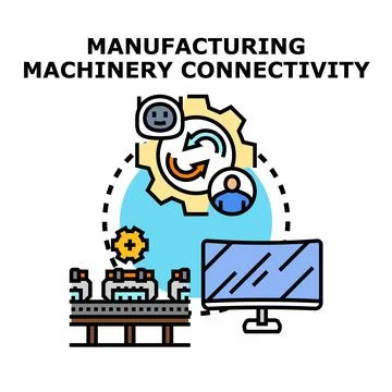 Manufacturing machinery connectivity vector concept Stock Illustration