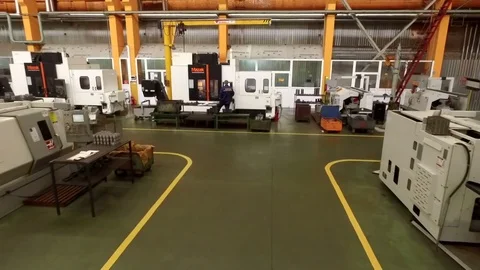 Manufacturing machines in a computer-integrated factory Stock Footage 71023977