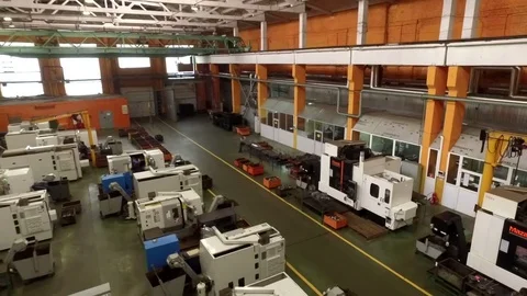 Manufacturing machines in a computer-integrated industrial factory Stock Footage 71024007