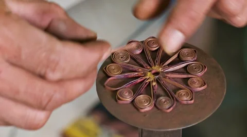 Manufacturing metal decorations in the workshop Stock Footage 40789589