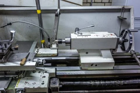 Manufacturing metal processing CNC professional lathe machine spindle Stock Photos