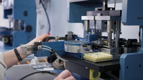 Manufacturing of microchips Stock Footage 151546283