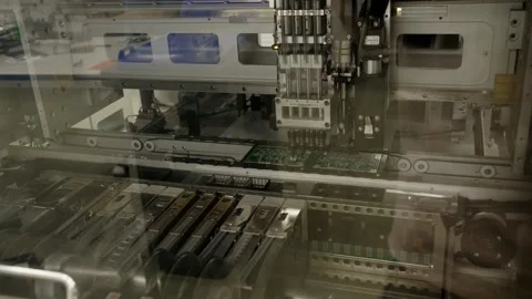 Manufacturing of microcircuits and microprocessors. The transistors are installe Video stock 159972561