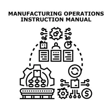 Manufacturing operations instruction manual process management system Stock Illustration