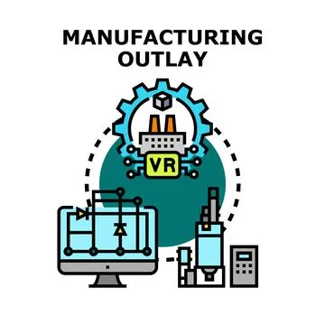 Manufacturing outlay concept with virtual reality and digital production Stock Illustration
