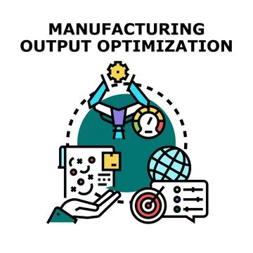 Manufacturing output optimization global production process development Stock Illustration