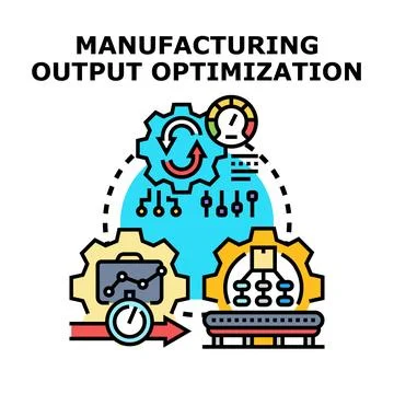 Manufacturing output optimization process and efficiency improvement Stock Illustration