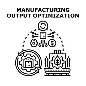 Manufacturing output optimization process and industry production efficiency Stock Illustration
