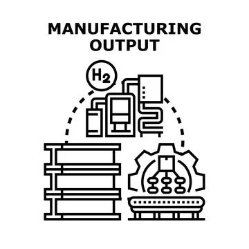 Manufacturing output process with hydrogen energy integration Stock Illustration