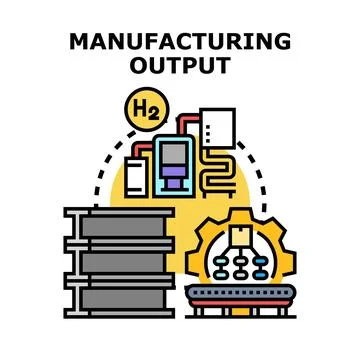 Manufacturing output process with hydrogen energy integration Stock Illustration