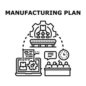 Manufacturing plan process control business strategy Stock Illustration