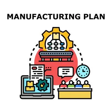 Manufacturing plan process control business strategy Stock Illustration