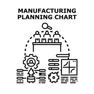 Manufacturing planning chart business process optimization Illustration