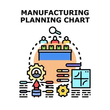 Manufacturing planning chart business process optimization Stock Illustration