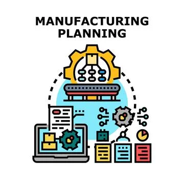 Manufacturing planning process engineering development Stock Illustration