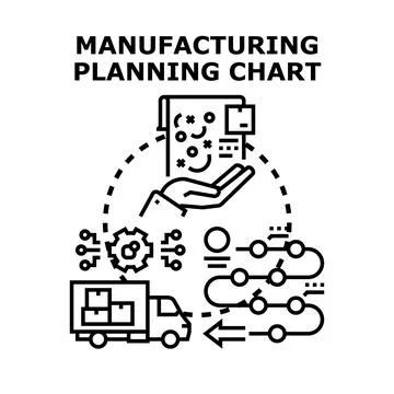 Manufacturing planning process a supply chain chart Illustrazione stock