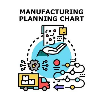 Manufacturing planning process a supply chain chart Stock Illustration