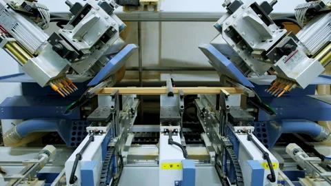 Manufacturing plant with computerized automation Stock Footage 149558487