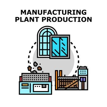 Manufacturing plant production process creating building materials Stock Illustration