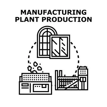 Manufacturing plant production process creating building materials Stock Illustration