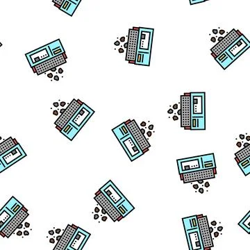 Manufacturing plant vector seamless pattern Stock Illustration