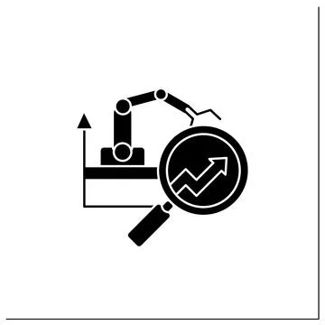 Manufacturing predictive analytics glyph icon 스톡 일러스트