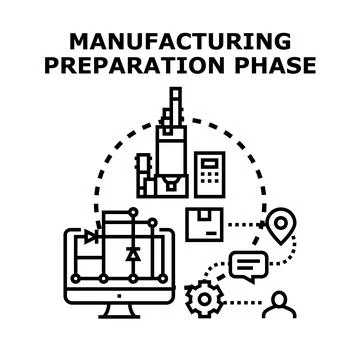 Manufacturing preparation phase process developing products 库存插图