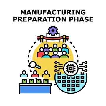 Manufacturing preparation phase vector concept illustration Stock Illustration