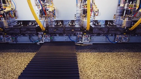 Manufacturing printed circuit board, PCB with robot machine, close up shot. Stock Footage 121150626