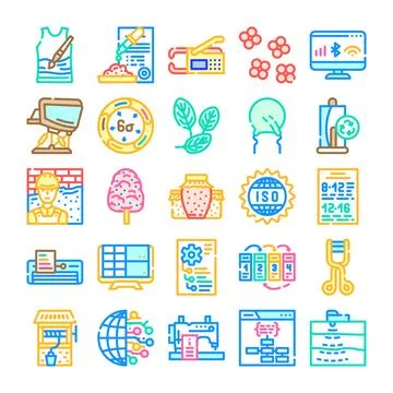 Manufacturing process and industry production collection with quality control Stock-Illustration