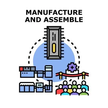 Manufacturing process assembling product with public viewing Stock Illustration
