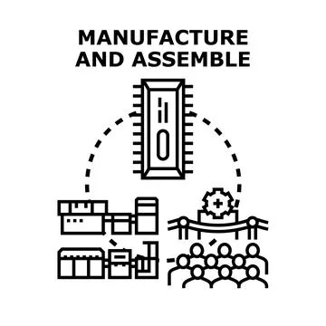 Manufacturing process assembling product with public viewing Stock Illustration