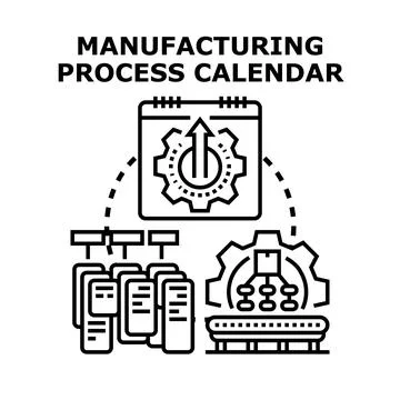 Manufacturing process calendar plan scheduling production optimization Stock Illustration
